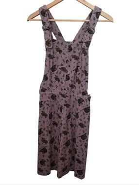 Run & Fly Girl's Gray Sloth Print Cotton Corduroy Skirted Overall Jumper Sz 10